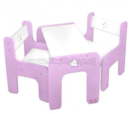 NELLYS Sada nábytku Star - Stôl + 2 x stoličky - růžová