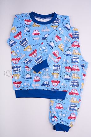 Skladom Detské pyžamo Autíčka farebné modrá/tmavomodrá