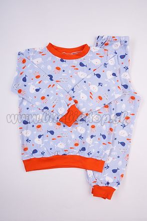 Skladom Detské pyžamo Veľryba modrá/oranžová