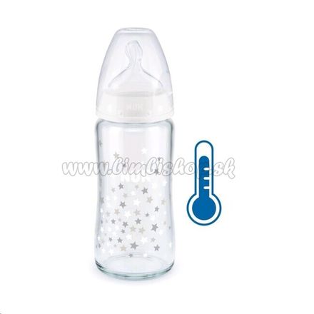Sklenená dojčenská fľaša NUK First Choice s kontrolou teploty 240 ml biela 