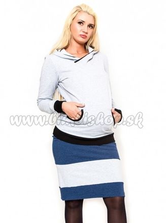 Tehotenská sukňa Be Maamaa - LORA jeans / zv. šedé