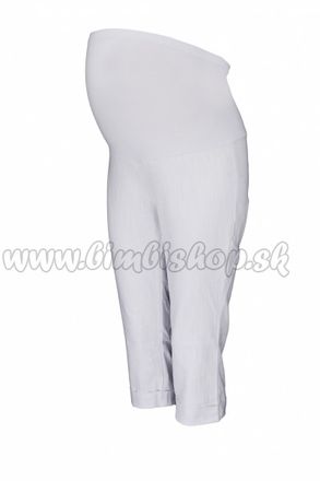 Be MaaMaa Tehotenské 3/4 nohavice s elastickým pásom - biele, vel´. XL