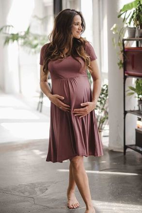 Tehotenské a dojčiace šaty Mommy Chic milk & love ružovo hnedá podľa obrázku L