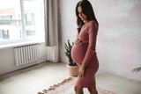 Tehotenské a dojčiace šaty rebrované Tummy milk & love tmavo ružová L