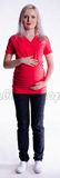 Be MaaMaa Tehotenské a dojčiace tričko s kapucňou, kr. rukáv - červené