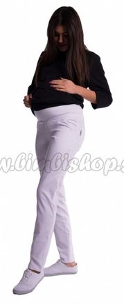Be MaaMaa Tehotenské nohavice s mini tehotenským pásom - bielé