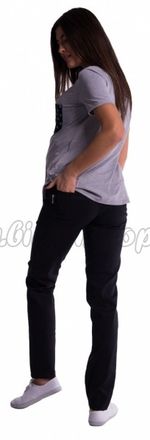 Be MaaMaa Tehotenské nohavice s mini tehotenským pásom - čierné