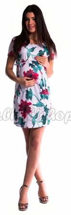 Be MaaMaa Tehotenské šaty s viazaním s kvetinovou potlačou - červené