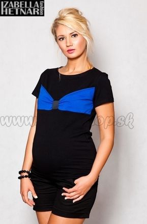Be MaaMaa Tehotenské tričko / blúzka LOLA - čierna / modrá