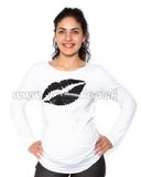 Be MaaMaa Tehotenské  tričko dlhý rukáv Kiss - biele - L