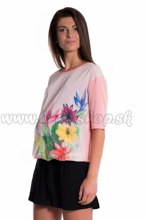 Be MaaMaa Tehotenské tričko/blúzka s potlačou kvetín - ružové, vel´. M