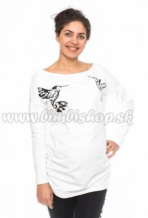 Be MaaMaa Tehotenské triko, mikina Kalibri - biele, veľ. L