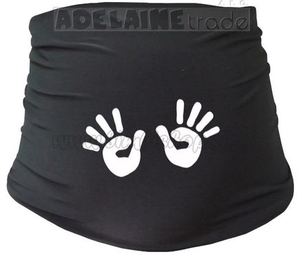 Tehotenský pás s ručičkami - čierny, L/XL, Be MaaMaa