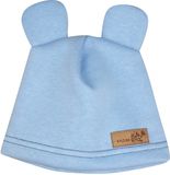 Teplá detská čiapka Kazum, bavlnená s uškami, modrá, veľ. 68/74