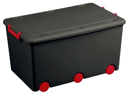 Viacúčelový box na hračky na kolieskach Tega grafitovo-červený sivá 