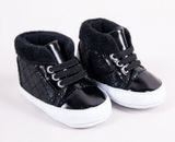 YO! Dojčenské topánky/capáčky prešívané lakýrky - čierne