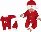 Z&Z 2-dielna sada Pletený overálok + čiapočka Baby Santa, červený, veľ. 86