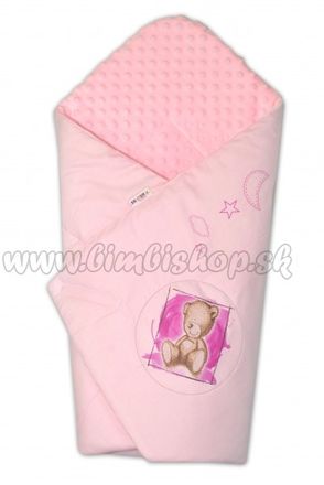 Baby Nellys Zavinovačka, 75x75cm, bavlnená s Minky by Teddy - sv. ružová, sv. růžová