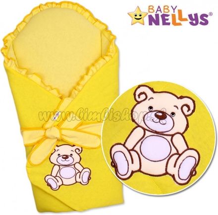 Zavinovačka s výztuží Baby Nellys - Medvídek Teddy - jersey - krémovo / žltá