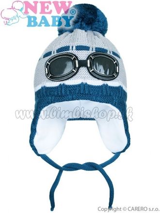 Zimná detská čiapočka New Baby okuliarky sivá 104 (3-4r)