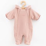 Dojčenská kombinéza s kapucňou New Baby Frosty pink ružová 68 (4-6m)
