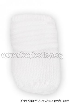 Skladom BABY NELLYS Zimné pletené dojčenské rukavičky - biele